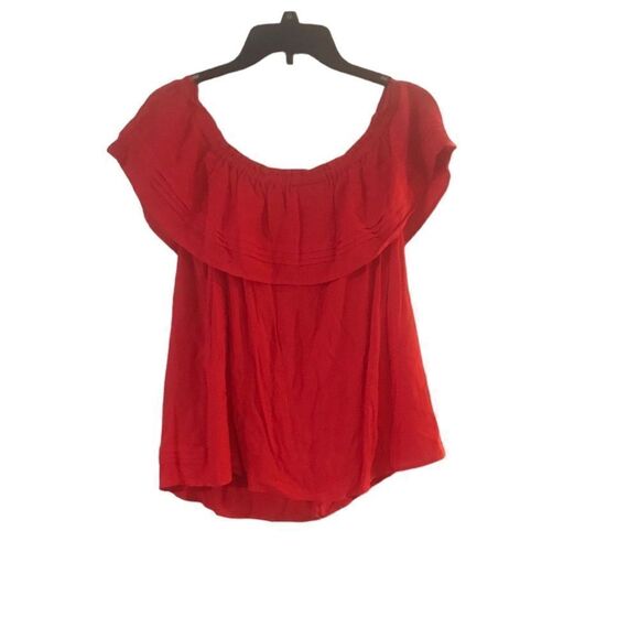 AGB Poppy red size small off the shoulder blouse - Picture 3 of 9